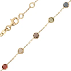 Armband 585 Gold mit Amethyst Granat Blautopas Citrin Peridot Rauchquarz 19cm