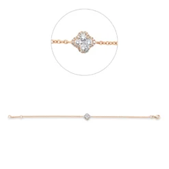 Armband Kleeblatt Blume aus 750 Rotgold 29 Diamanten 0,35ct W-SI L:17cm