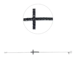 Armband Kreuz aus 750 Weißgold 18 Brillanten 0,31ct schwarz B:23,5mm L:17,8cm