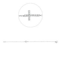 Armband Kreuz aus 750 Weißgold 12 Brillanten 0,1ct TW-PI B:7,7mm L:17,8cm