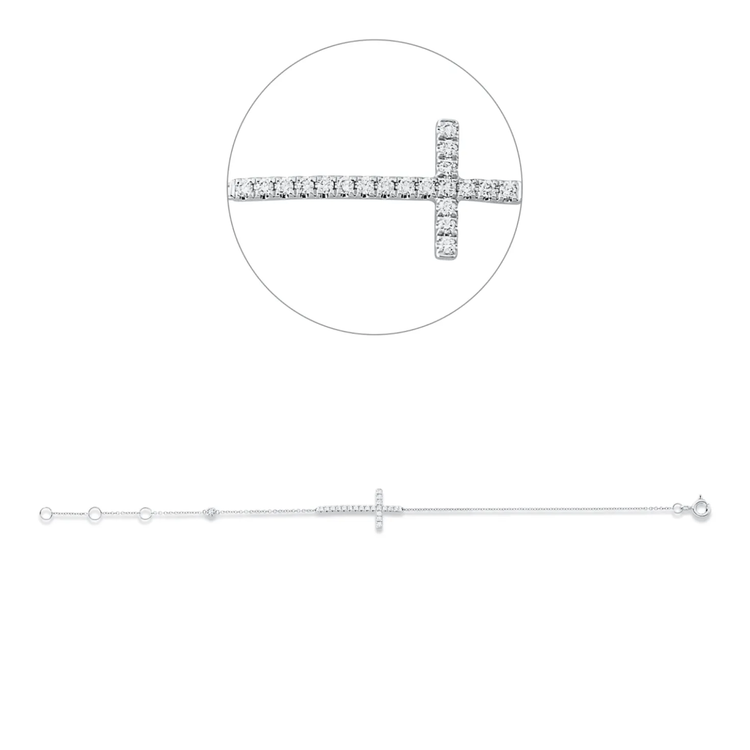 Armband Kreuz aus 750 Weißgold 21 Brillanten 0,17ct TW-SI B:10,2mm L:16,5cm