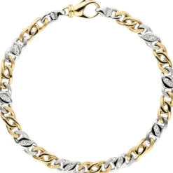 Armband mit 16 Diamanten 0.32Ct W/SI Brillanten 585 Gelbgold & Weißgold 18,5cm