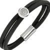 Armband 2-reihig mit 19 Brillanten 0.13Ct W/SI Leder schwarz 585 Gold Weißgold