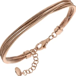 Armband 3-reihig 925 Silber rotvergoldet mattiert 17-20cm Silberarmband Armkette
