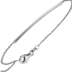 Armband Rundankerkette mit schmalem Schild 585 Gold Weißgold 18cm Armschmuck