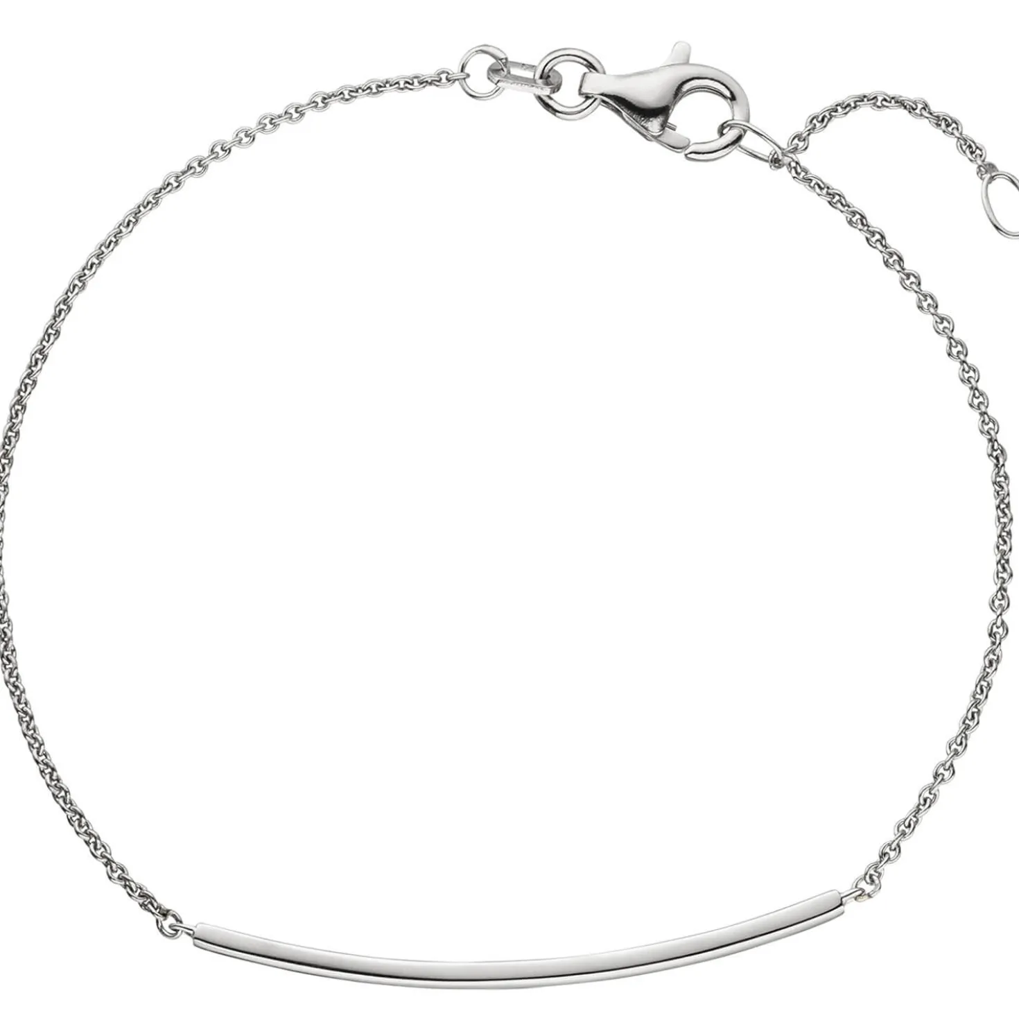 Armband Rundankerkette mit schmalem Schild 585 Gold Weißgold 18cm Armschmuck