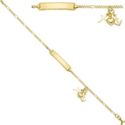 Armband Schildband Identband 925 Silber vergoldet Glaube Liebe Hoffnung 16cm