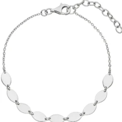 Armband 925 Silber rhodiniert Plättchen Rundankerkette Armschmuck 16-19cm