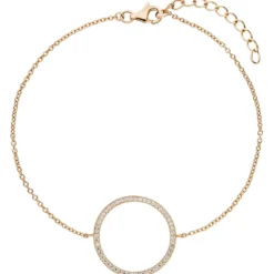 Armband 925 Silber rotgold vergoldet Kreis mit Zirkonia rundum 925 Silber 21cm