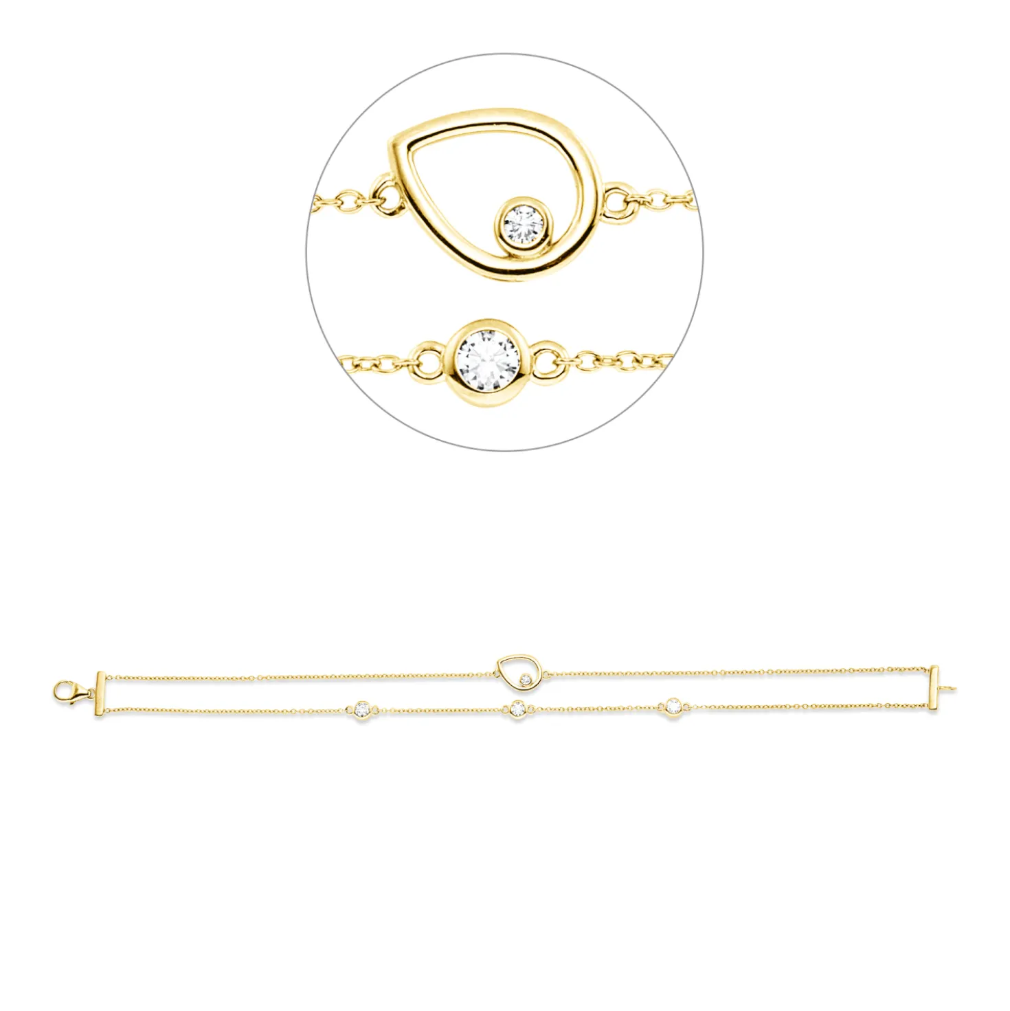 Armband Tropfen aus 750 Gelbgold 3 Brillanten 0,36ct TW-SI 1 Brillant 0,03ct TW-SI