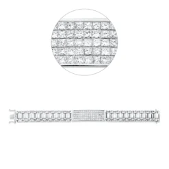 Armband 750 Weißgold 80 Diamanten Prinzess-Schliff 5,92ct F-VSI B:13,7mm L:17,8cm