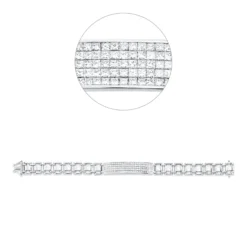 Armband 750 Weißgold 120 Diamanten Prinzess-Schliff 3,38ct F-VSI B:9,7mm L:17,8cm