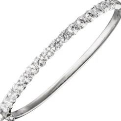 Armreif Armschmuck Armband, 925 Silber Zirkonia weiß, oval Kastenschloss