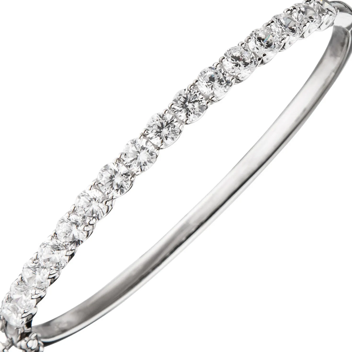 Armreif Armschmuck Armband, 925 Silber Zirkonia weiß, oval Kastenschloss
