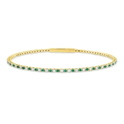 Armreif aus 750 Gelbgold 42 Smaragde 0,51ct grün 41 Brillanten 0,5ct TW-SI