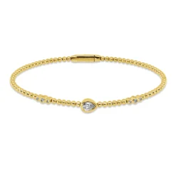 Armreif aus 750 Gold Gelbgold 7 Diamanten 0,24ct TW-SI 47x57mm Zarge