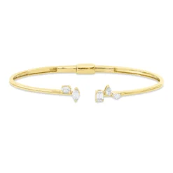 Armreif aus 750 Gold Gelbgold 5 Diamanten 0,6ct TW-SI 50x60mm