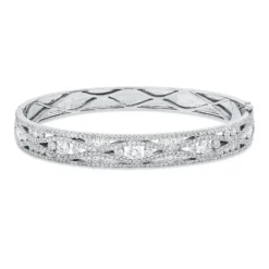 Armreif aus 750 Gold Weißgold 367 Diamanten 4,1ct TW-SI 55x65mm