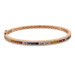 Armreif aus 750 Rotgold 39 Saphire 2,48ct mehrfarbig 154 Brillanten 0,56ct TW-SI