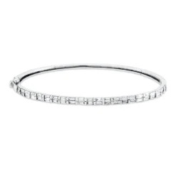 Armreif aus 750 Weißgold 44 Diamanten Baguette-Schliff 1,52ct TW-VSI 53,4x62,9mm