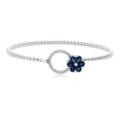Armreif aus 750 Weißgold 6 Saphire 1,38ct blau 22 Brillanten 0,17ct F-VSI 47x57mm