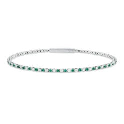 Armreif aus 750 Weißgold 42 Smaragde 0,59ct grün 41 Brillanten 0,5ct TW-SI