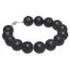 Armschmuck, Armband aus echter Lava & 925 Silber, schwarz