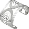 Armspange offener Armreif Armband mit Bogen-Muster, breit glitzernd, Edelstahl