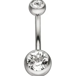 Bauchnabel Piercing aus Edelstahl mit Swarovski Element weiß Ø7,9mm Damen