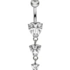 Bauchnabelpiercing Piercing aus Edelstahl mit Zirkonia Herzen Herz-Form weiß