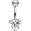 Bauchnabelpiercing Piercing aus Edelstahl mit 1 Zirkonia Herz Herzform Damen