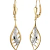 Boutons Ohrhänger 8,7x37,9mm Blätter mit Zirkonia 375 Gold Gelbgold Ohrringe
