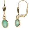 Boutons Ohrhänger 5,2x22,6mm Ohrringe aus 585 Gold Gelbgold Smaragd oval Damen