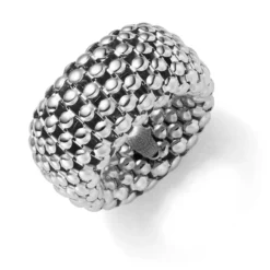 Breiter Himbeer Ring Damenring elastisch aus 585 Gold Weißgold stretch flexibel