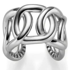 Breiter offener Ring Damenring aus 585 Gold Weißgold Breite 17mm