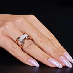 Breiter Ring aus 750 Gold rot/weiß mit Diamant-Brillanten 0,58 ct TW-SI