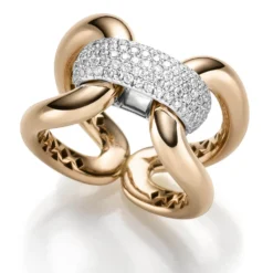 Breiter Ring aus 750 Gold rot/weiß mit Diamant-Brillanten 0,58 ct TW-SI