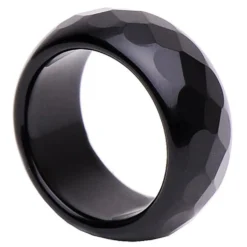 Breiter Ring aus Onyx schwarz schlicht facettiert Onyxring Fingerring