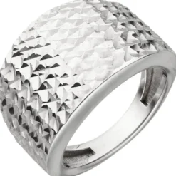 Breiter Ring aus 925 Silber mit Struktur rhodiniert B:15mm Fingerring Damen