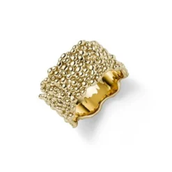 Breiter Ring Damenring aus 585 Gold Gelbgold Fingerring gewellt 11mm breit