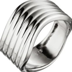 Breiter Ring Damenring gewellt aus echtem 925 Sterling Silber Silberring