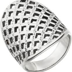 Breiter Ring Damenring mit Gitter-Struktur Edelstahl Breite 30,3mm Edelstahlring