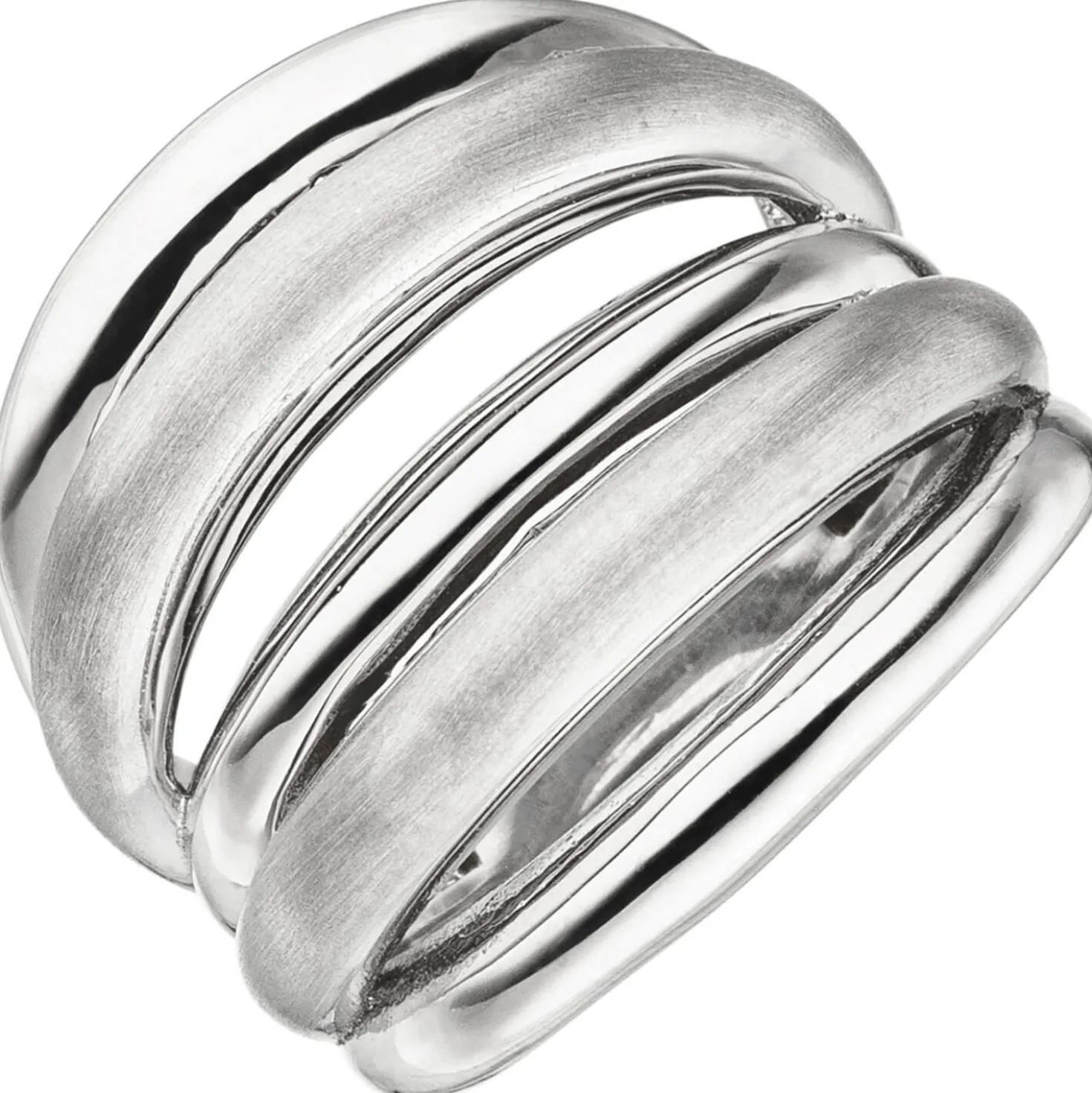Breiter Ring 5-reihig aus 925 Silber matt-glänzend rhodiniert B: 20,9mm Damen