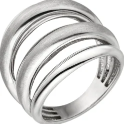 Breiter Ring 5-reihig aus 925 Silber matt-glänzend rhodiniert B: 20,9mm Damen