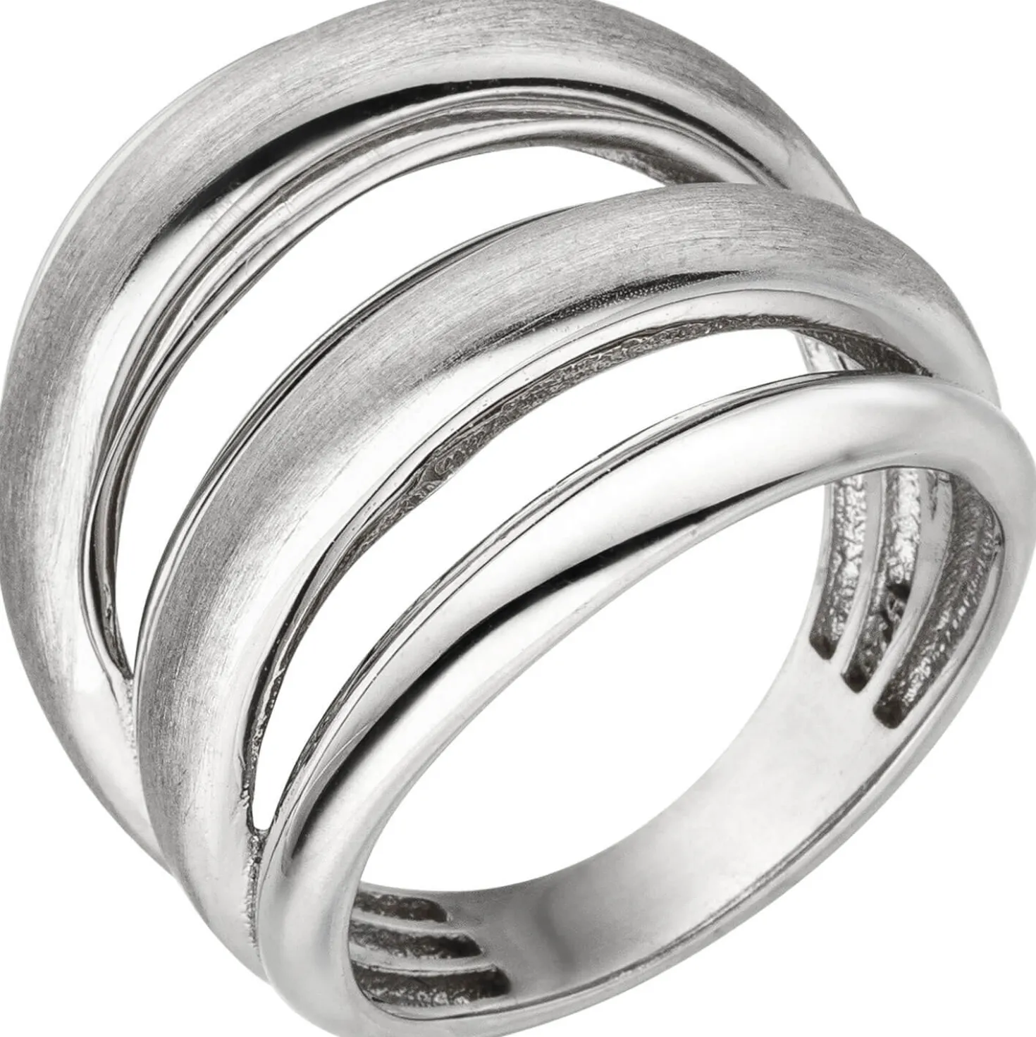 Breiter Ring 5-reihig aus 925 Silber matt-glänzend rhodiniert B: 20,9mm Damen