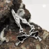 Brisur Ohrhänger 24x12mm Ohrringe Hexe auf dem Besen schwarz lackiert 925 Silber