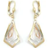 Brisur Ohrhänger 40x16mm Ohrringe Rhomben 375 Gold tricolor Gelb Rot Weiß Damen