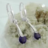 Brisur Ohrringe Ohrhänger 29x5mm mit Amethyst und Zirkonia 925 Silber Damen