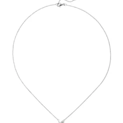 Collier Ankerkette mit Anhänger 585 Weißgold 8 Diamanten 0.06Ct 42-45cm