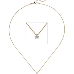 Collier Ankerkette mit Anhänger Solitär Diamant 0.15Ct 585 Rotgold 45cm